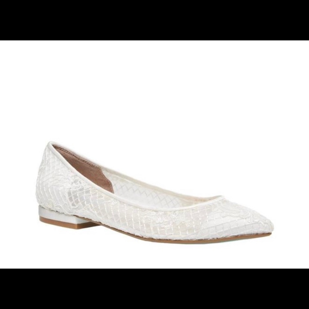 Betsy Johnson white bridal flats